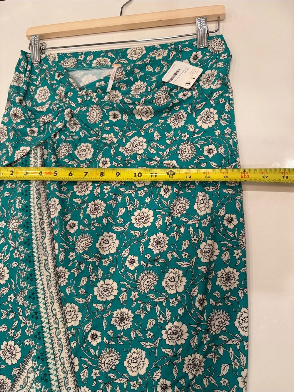 Free People Teal Green Floral Wrap Swim Sarong